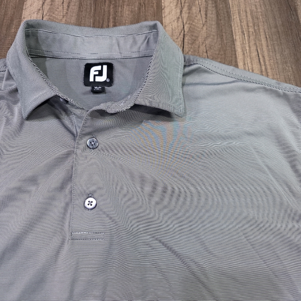 FootJoy Micro-feeder Stripe Lightweight Performance Stretch Golf Polo Shirt. XL